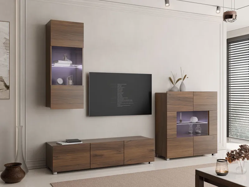 Tessan Tv väggenhet med LED-belysning - brun - Möbler - Tv möbel & mediamöbel - TV-möbelset