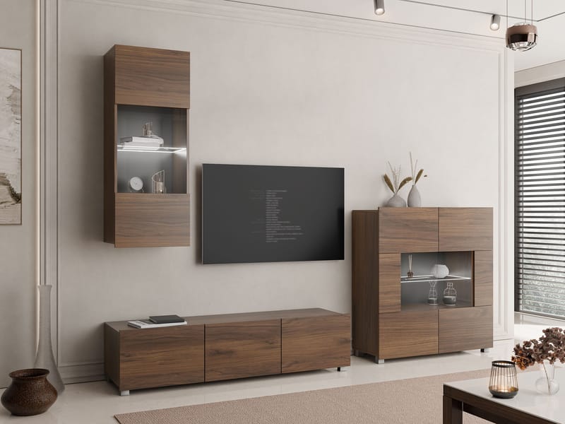 Tessan Tv väggenhet med LED-belysning - brun - Möbler - Tv möbel & mediamöbel - TV-möbelset
