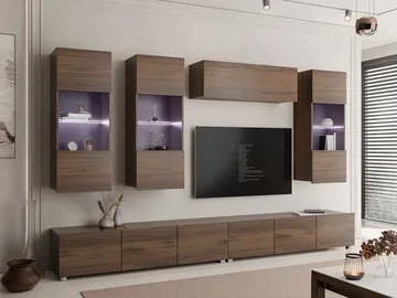 Tessan Tv väggenhet med LED-belysning - brun - Möbler - Tv möbel & mediamöbel - TV-möbelset