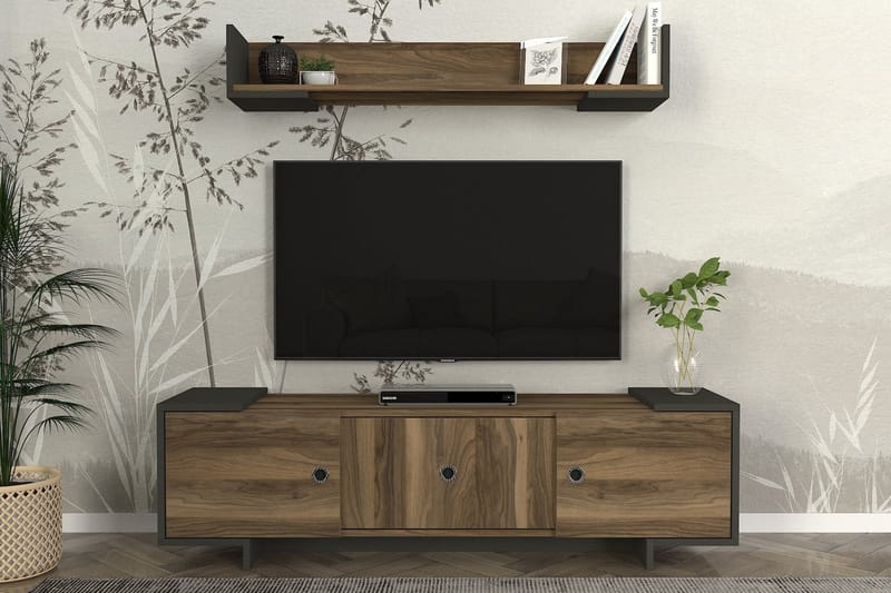 Tetra Tv-möbelset 150x35 cm Svart/Brun - Hanah Home - TV-möbelset