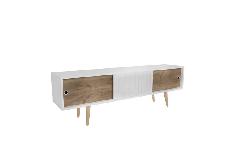 Ticoman Tv-bänk 160 cm - Mediumfärgat trä/Vit - Möbler - Tv möbel & mediamöbel - TV bänk & mediabänk
