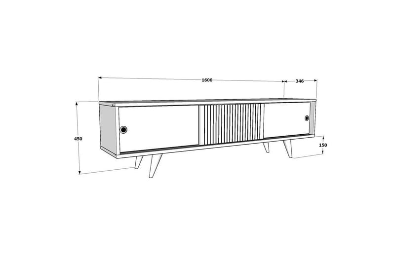 Ticoman Tv-bänk 160 cm - Svart/Mediumfärgat trä - Möbler - Tv möbel & mediamöbel - TV bänk & mediabänk