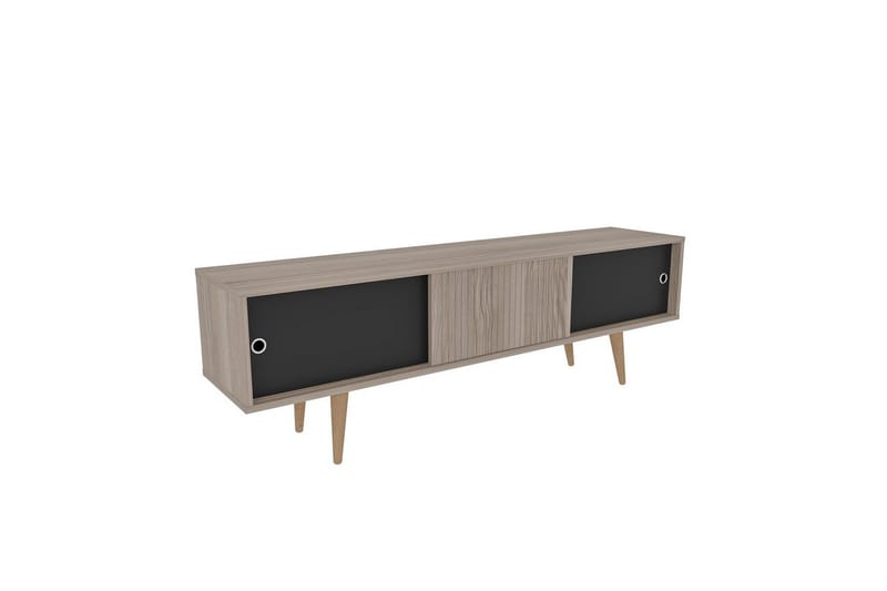 Ticoman Tv-bänk 160 cm - Svart/Mediumfärgat trä - Möbler - Tv möbel & mediamöbel - TV bänk & mediabänk