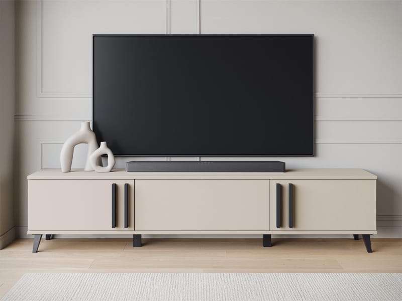 Torvos Golvstående TV Bänk 180 cm med Förvaring i Målat Trä - Beige - Möbler - Tv möbel & mediamöbel - TV bänk & mediabänk