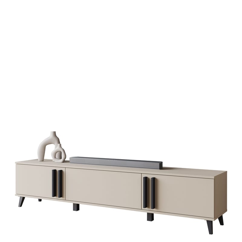 Torvos Golvstående TV Bänk 180 cm med Förvaring i Målat Trä, Beige