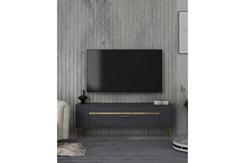Tovren Tv-bänk 120 cm - Antracit/Guld - Möbler - Tv möbel & mediamöbel - TV bänk & mediabänk