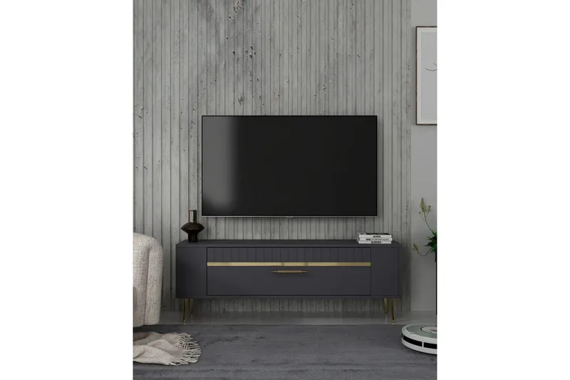 Tovren Tv-bänk 120 cm - Antracit/Guld - Möbler - Tv möbel & mediamöbel - TV bänk & mediabänk