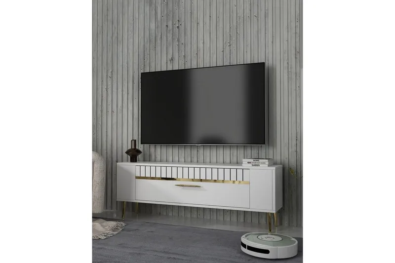 Tovren Tv-bänk 120 cm - Vit/Guld - Möbler - Tv möbel & mediamöbel - TV bänk & mediabänk