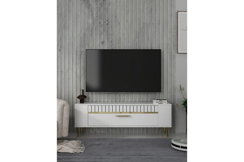 Tovren Tv-bänk 120 cm - Vit/Guld - Möbler - Tv möbel & mediamöbel - TV bänk & mediabänk