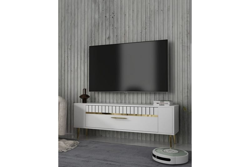 Tovren Tv-bänk 120 cm - Vit/Guld - Möbler - Tv möbel & mediamöbel - TV bänk & mediabänk