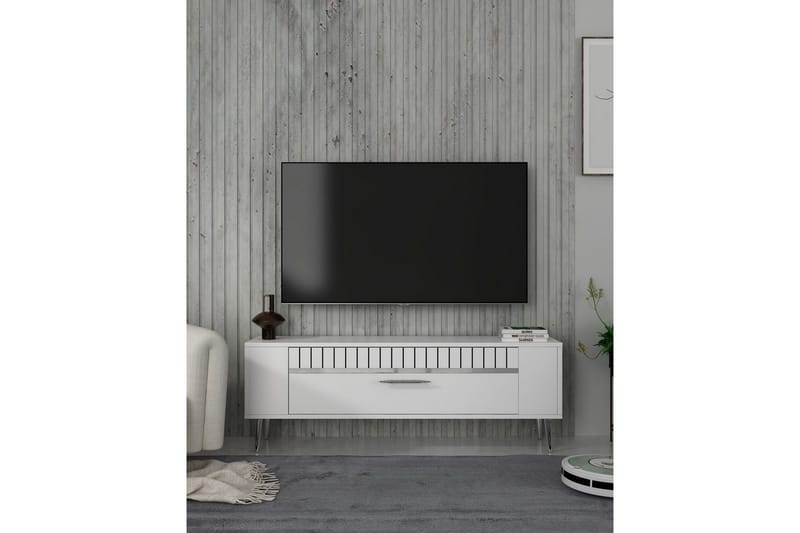 Tovren Tv-bänk 120 cm - Vit/Silver - Möbler - Tv möbel & mediamöbel - TV bänk & mediabänk