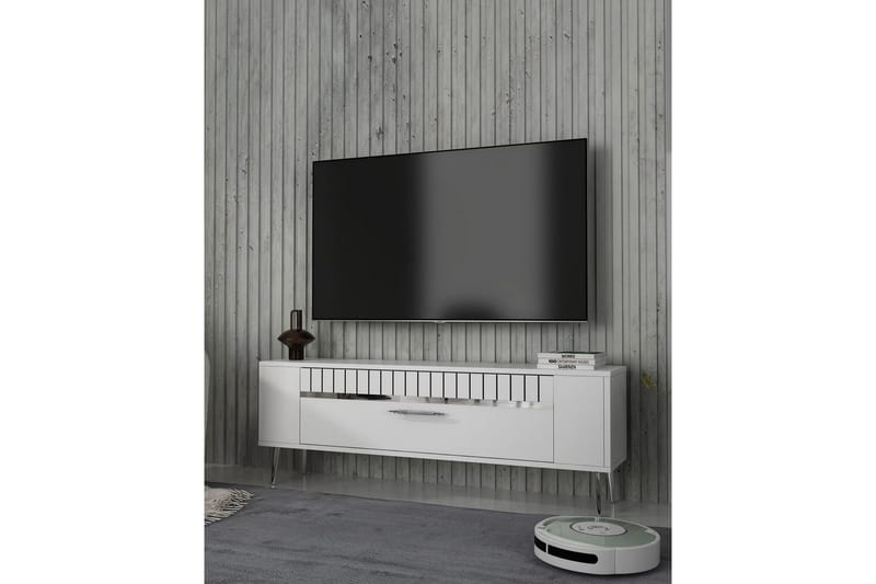 Tovren Tv-bänk 120 cm - Vit/Silver - Möbler - Tv möbel & mediamöbel - TV bänk & mediabänk