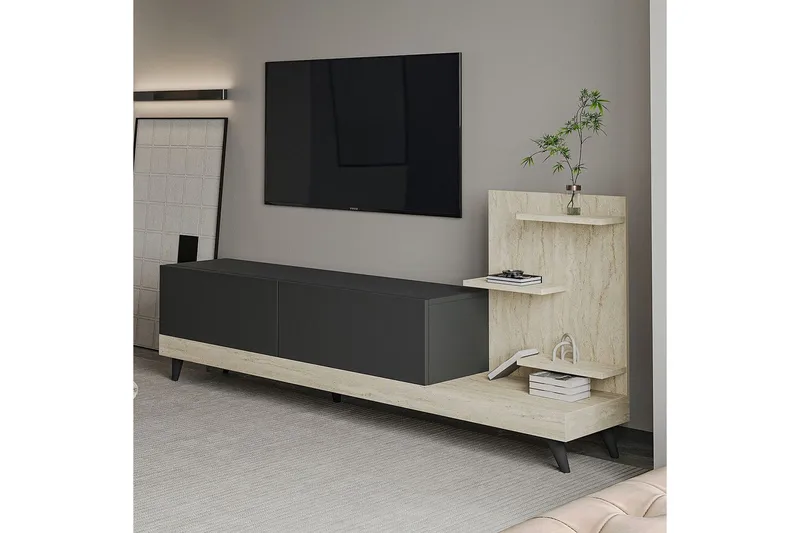 Travorn Tv-bänk 180 cm - Antracit/Travertine - Möbler - Tv möbel & mediamöbel - TV bänk & mediabänk