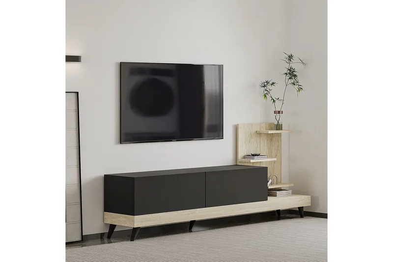 Travorn Tv-bänk 180 cm - Antracit/Travertine - Möbler - Tv möbel & mediamöbel - TV bänk & mediabänk