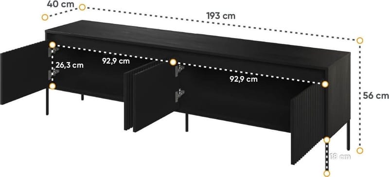 Trend TV-bänk B193 cm - Svart - svart - Möbler - Tv möbel & mediamöbel - TV bänk & mediabänk
