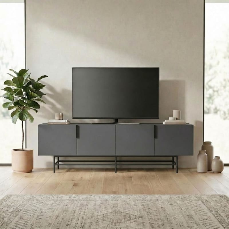 Truvia TV-bänk 200x55x35 cm - Antracit/Svart - Möbler - Tv möbel & mediamöbel - TV bänk & mediabänk