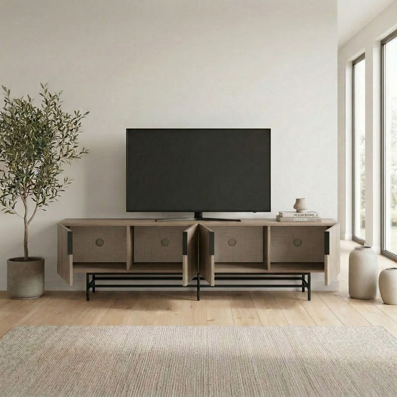 Truvia TV-bänk 200x55x35 cm - naturfärgad ek och svart - Möbler - Tv möbel & mediamöbel - TV bänk & mediabänk