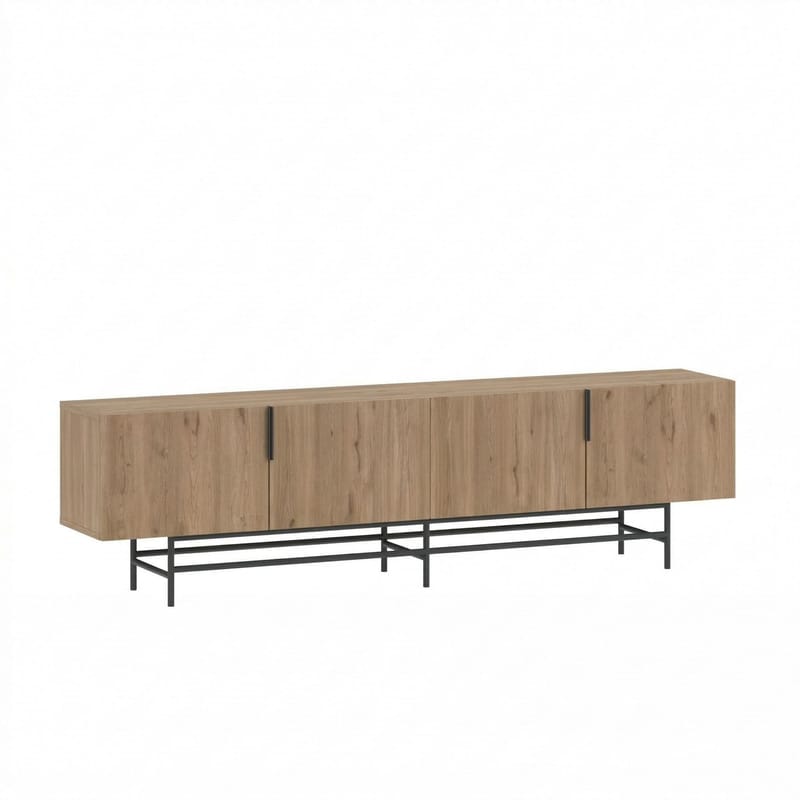 Truvia TV-bänk 200x55x35 cm - naturfärgad ek och svart - Möbler - Tv möbel & mediamöbel - TV bänk & mediabänk