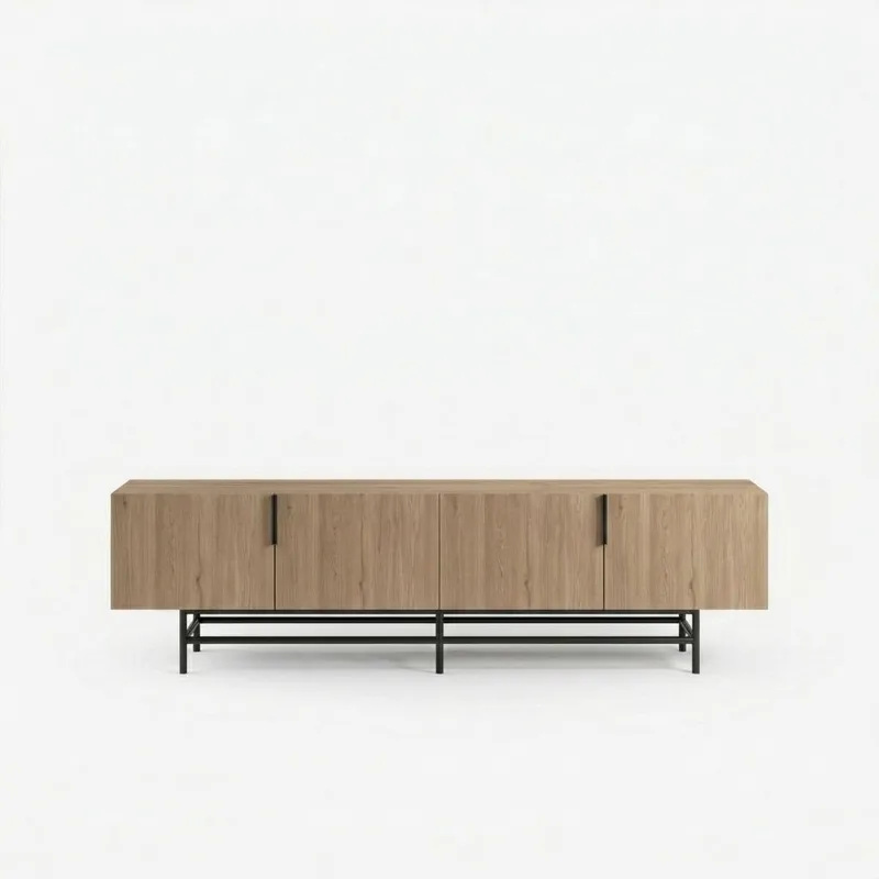 Truvia TV-bänk 200x55x35 cm - naturfärgad ek och svart - Möbler - Tv möbel & mediamöbel - TV bänk & mediabänk