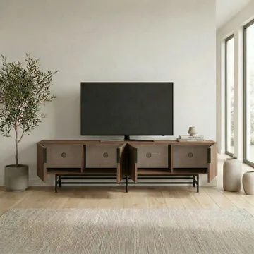 Truvia TV-bänk 200x55x35 cm - Valnöt och svart - Möbler - Tv möbel & mediamöbel - TV bänk & mediabänk