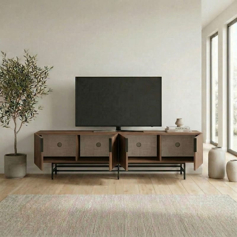 Truvia TV-bänk 200x55x35 cm - Valnöt och svart - Möbler - Tv möbel & mediamöbel - TV bänk & mediabänk