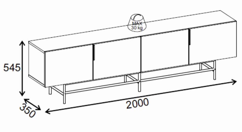 Truvia TV-bänk 200x55x35 cm - Valnöt och svart - Möbler - Tv möbel & mediamöbel - TV bänk & mediabänk