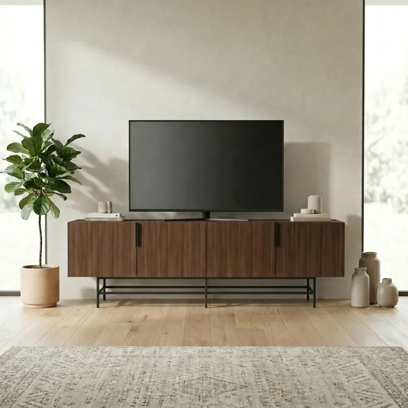 Truvia TV-bänk 200x55x35 cm - Valnöt och svart - Möbler - Tv möbel & mediamöbel - TV bänk & mediabänk