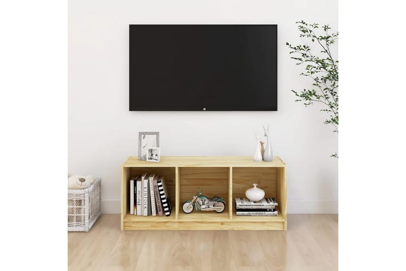 TV-bänk 104x33x41 cm massiv furu - Brun - Möbler - Tv möbel & mediamöbel - TV bänk & mediabänk
