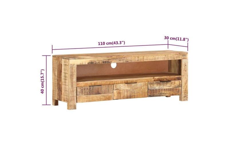 TV-bänk 110x30x40 cm grovt mangoträ - Brun - Möbler - Tv möbel & mediamöbel - TV bänk & mediabänk