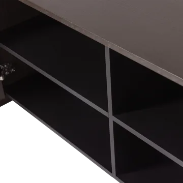Tv Bänk 200 cm med Förvaring i Mörkt Trä - Brun - Möbler - Tv möbel & mediamöbel - TV bänk & mediabänk