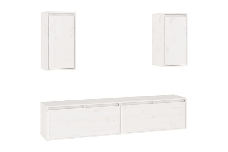 Tv-bänk 4 st vit massiv furu - Vit - Möbler - Tv möbel & mediamöbel - TV bänk & mediabänk