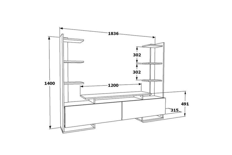 TV-bänk Akdere Vit / Ek - Mediumfärgat trä/Vit - Möbler - Tv möbel & mediamöbel - TV bänk & mediabänk
