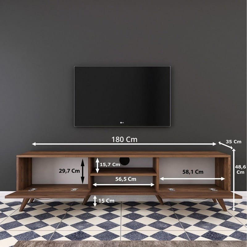 TV-bänk Anon 180 cm - Mörk valnöt - Möbler - Tv möbel & mediamöbel - TV bänk & mediabänk