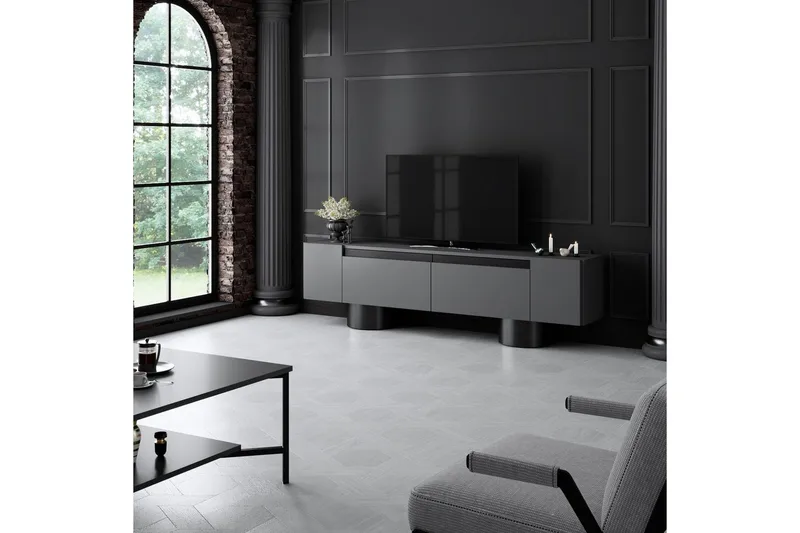 TV-bänk Antracit / Svart - Antracit / Svart - Möbler - Tv möbel & mediamöbel - TV bänk & mediabänk