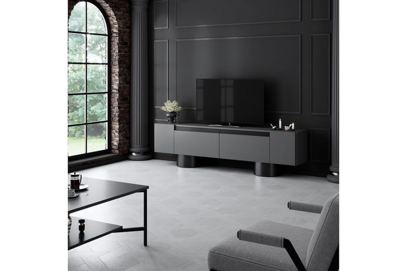 TV-bänk Antracit / Svart - Antracit / Svart - Möbler - Tv möbel & mediamöbel - TV bänk & mediabänk