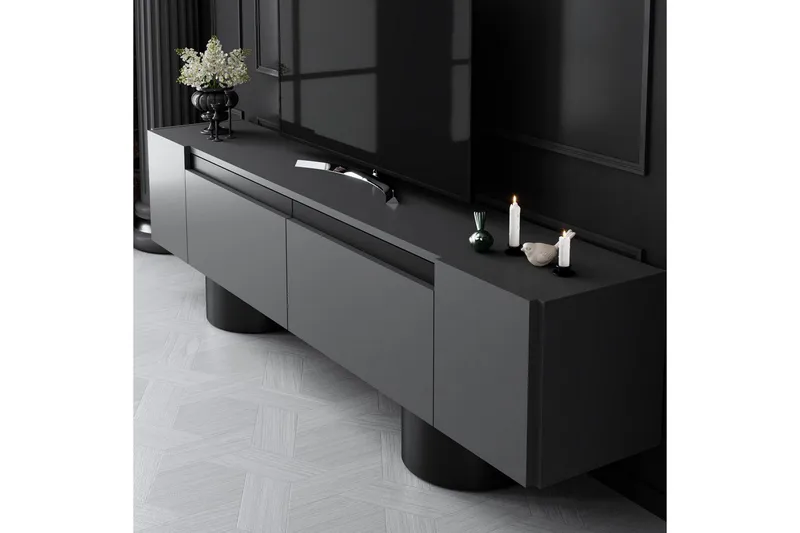 TV-bänk Antracit / Svart - Antracit / Svart - Möbler - Tv möbel & mediamöbel - TV bänk & mediabänk