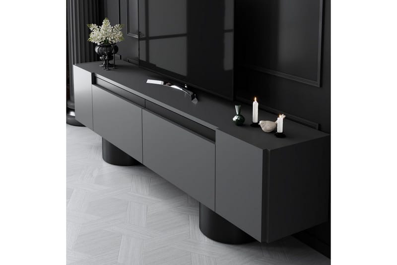 TV-bänk Antracit / Svart - Antracit / Svart - Möbler - Tv möbel & mediamöbel - TV bänk & mediabänk