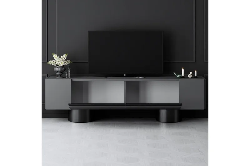 TV-bänk Antracit / Svart - Antracit / Svart - Möbler - Tv möbel & mediamöbel - TV bänk & mediabänk