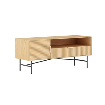 TV-bänk Bassel 120x40x50 cm 3D-melamin - ljus trädekor med guldfärgade handtag och svarta ben - Möbler - Tv möbel & mediamöbel - TV bänk & mediabänk