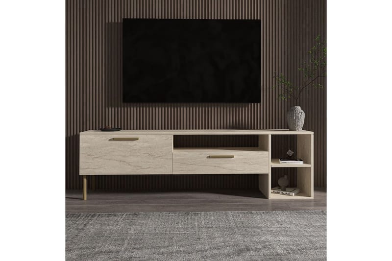 TV-bänk Chaclla Travertin - Beige - Möbler - Tv möbel & mediamöbel - TV bänk & mediabänk