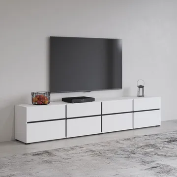 Tv-bänk Cross 4 dörrar med 4 lådor - Vit - Svart - Möbler - Tv möbel & mediamöbel - TV bänk & mediabänk