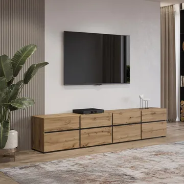 Tv-bänk Cross 4 dörrar med 4 lådor - Wotan Ek - Svart - Möbler - Tv möbel & mediamöbel - TV bänk & mediabänk