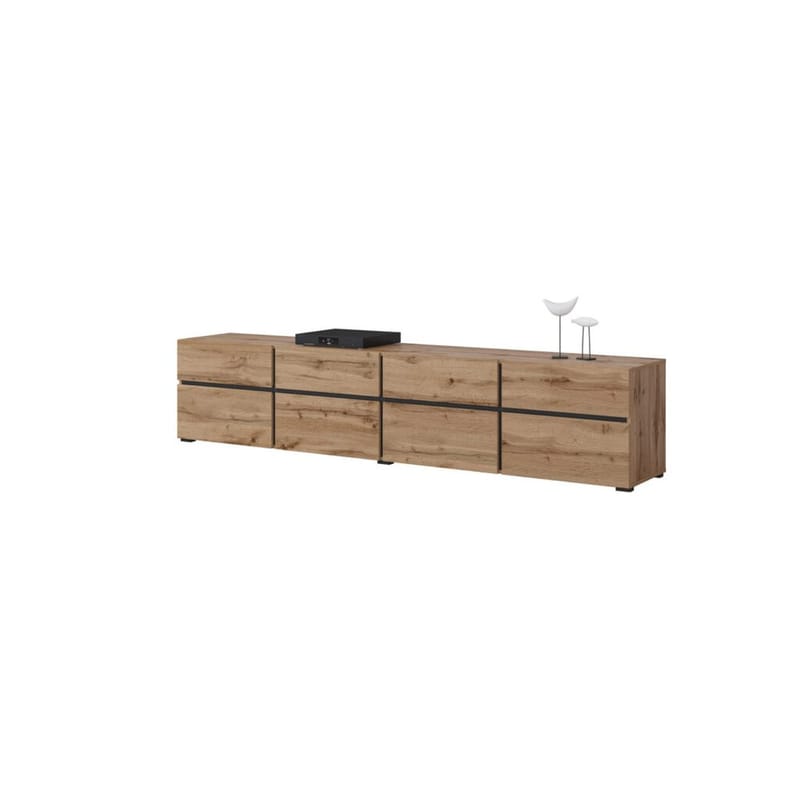 Tv-bänk Cross 4 dörrar med 4 lådor - Wotan Ek - Svart - Möbler - Tv möbel & mediamöbel - TV bänk & mediabänk