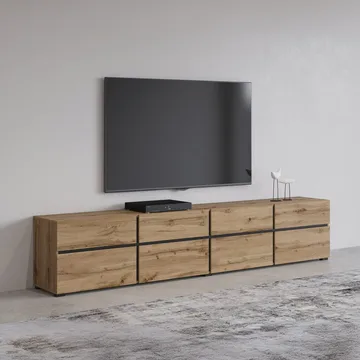 Tv-bänk Cross 4 dörrar med 4 lådor - Wotan Ek - Svart - Möbler - Tv möbel & mediamöbel - TV bänk & mediabänk