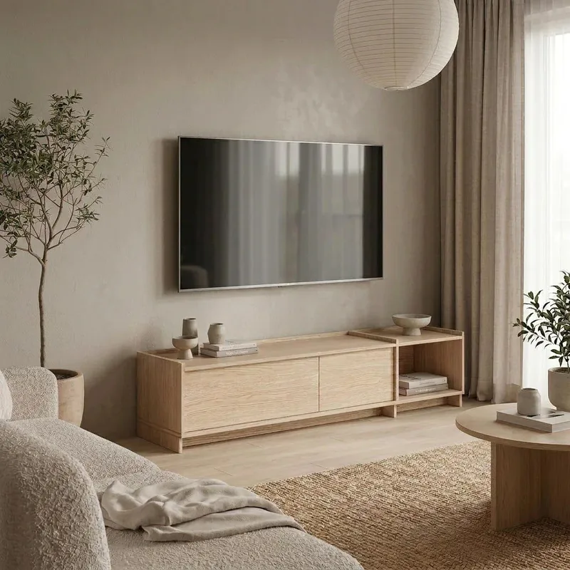 TV-bänk Deyloris 180 cm - ljust naturträ - Möbler - Tv möbel & mediamöbel - TV bänk & mediabänk