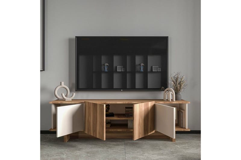TV-bänk Diannare Beige / Valnöt - Beige / Valnöt - Möbler - Tv möbel & mediamöbel - TV bänk & mediabänk