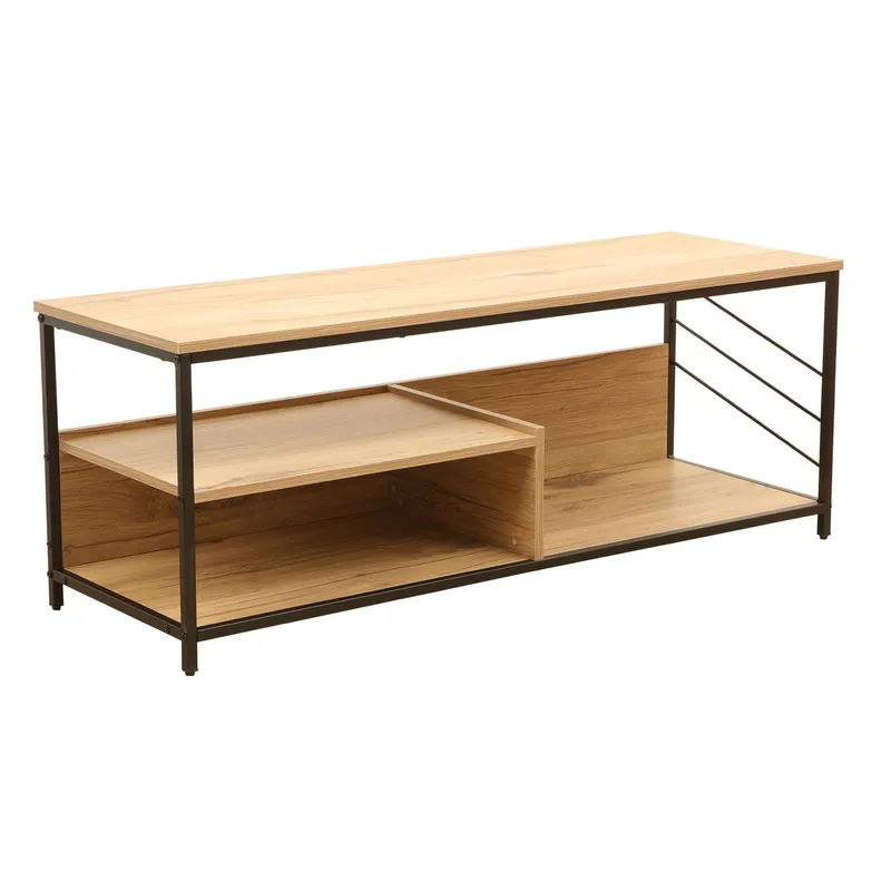 TV-bänk Dimitra 120x40x45 cm, ljust rustikt trä/svart