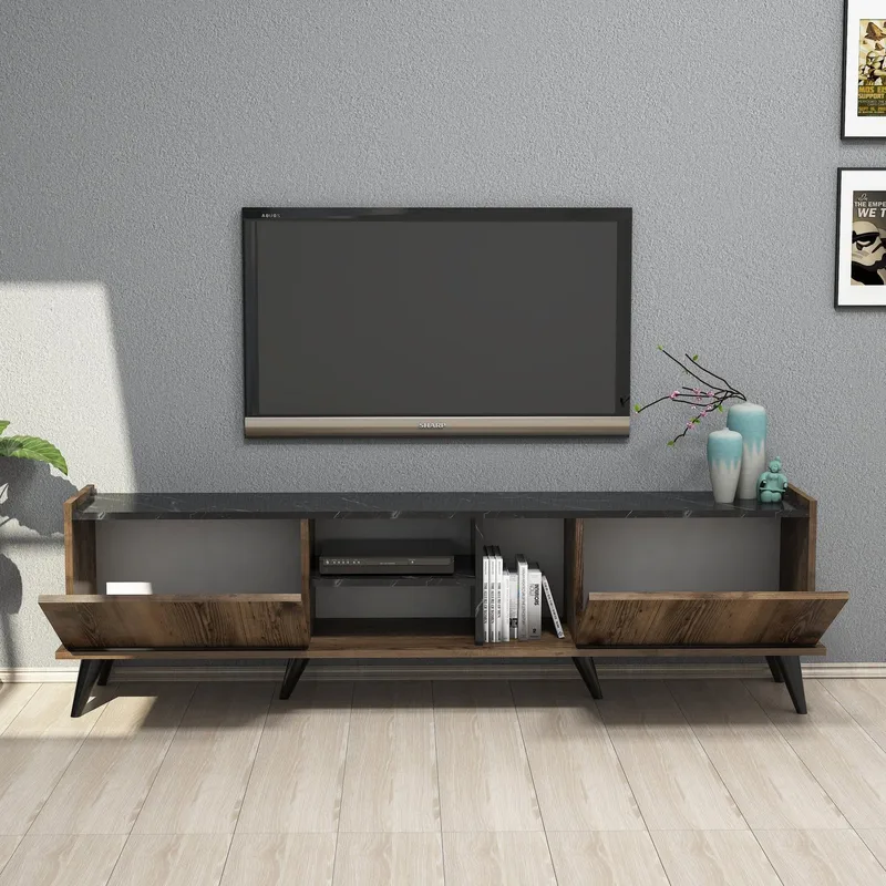 TV-bänk Elegant 180 cm - Valnöt/svart - Möbler - Tv möbel & mediamöbel - TV bänk & mediabänk