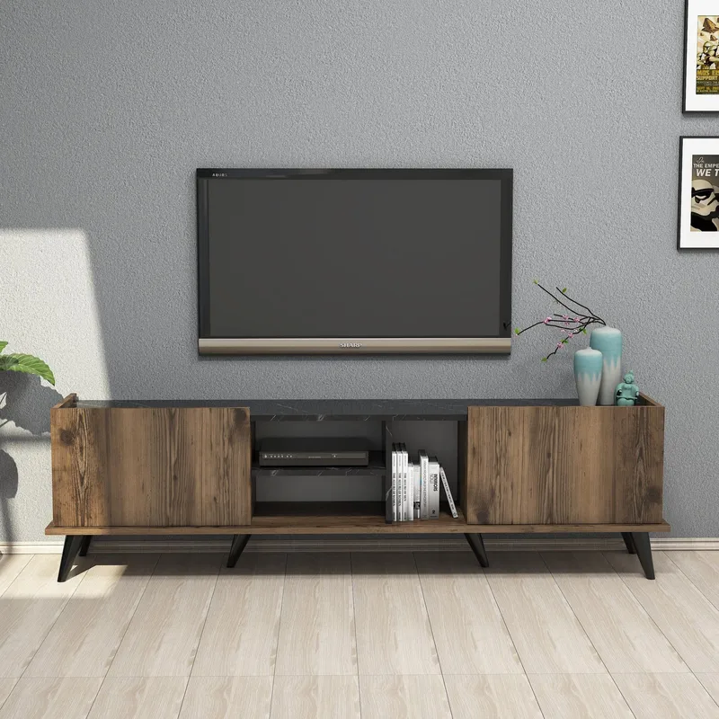 TV-bänk Elegant 180 cm, Valnöt/svart