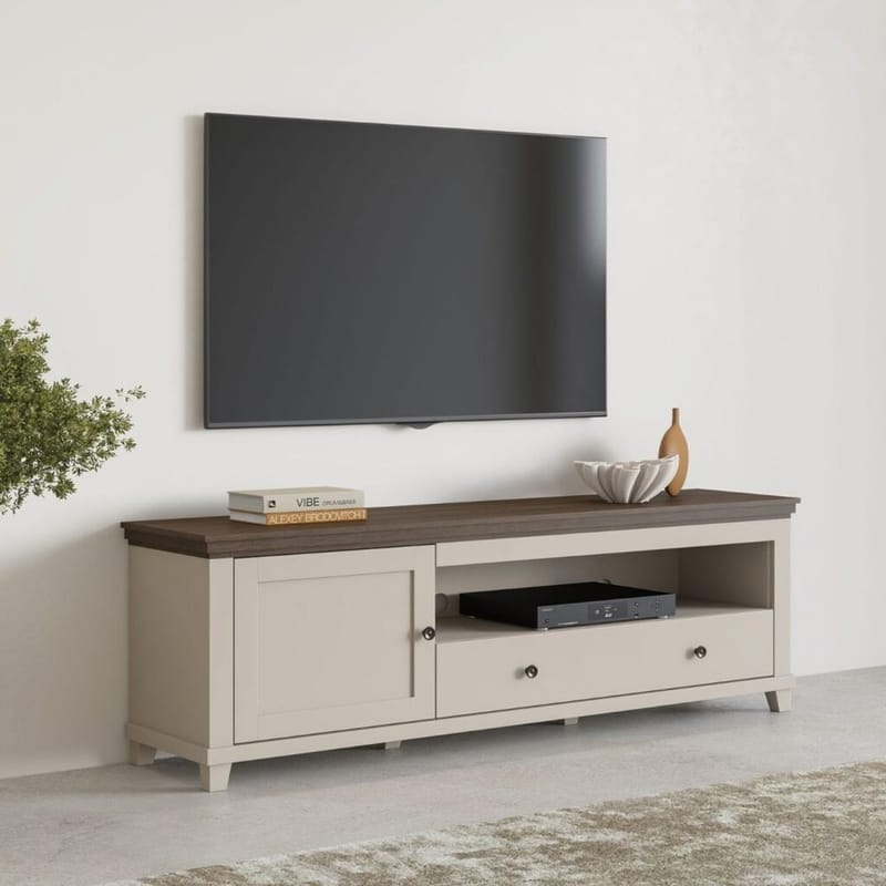 Tv-bänk Evora 1 dörr 1 låda - Ljus Beige - Möbler - Tv möbel & mediamöbel - TV bänk & mediabänk